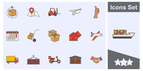 Delivery icon set symbol collection, logo isolated vector illustration