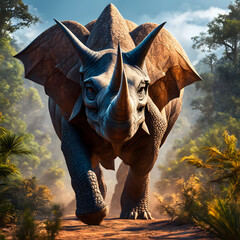 Triceratops living in the forest, ai-generatet - 796648629