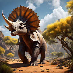 Triceratops living in the forest, ai-generatet - 796648805