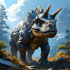 Triceratops living in the forest, ai-generatet - 796648843