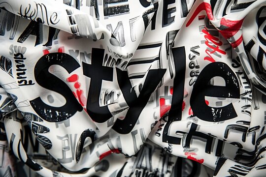 text that says Style on modern white and black fabric