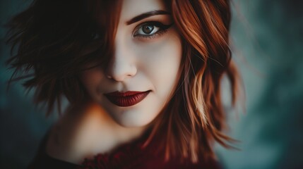 Naklejka premium Selbstsicheres Auftreten: Porträt einer Frau mit roten Haaren