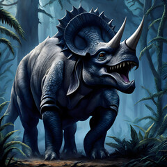 Triceratops living in the forest, ai-generatet - 796649271