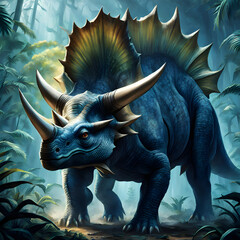 Triceratops living in the forest, ai-generatet