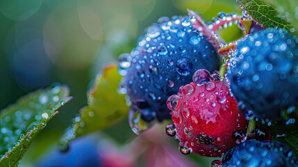 A close-up of vibrant, fresh berries with morning dew, showcasing nature's simplicity and beauty.