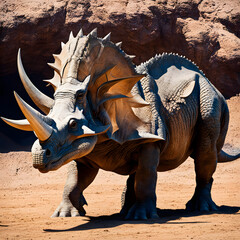 Triceratops living in the forest, ai-generatet - 796649455