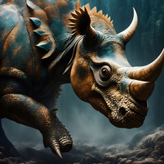 Triceratops living in the forest, ai-generatet - 796649633