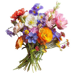 A bouquet of flowers with a variety of colors and types