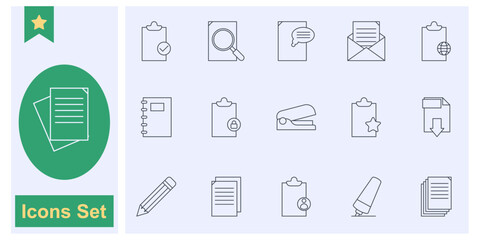 Clipboard, checklist, report, survey or agreement icon set symbol collection, logo isolated vector illustration