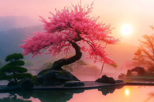 Japanese Zen Garden and Bonsais