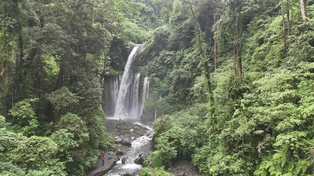 The waterfall is called Tiu Kelep. location in Senaru Village - North Lombok - Indonesia