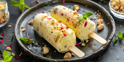 sweet kesar badam pasta kulfi