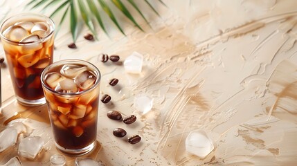 Cold drink coffee set relax background concept