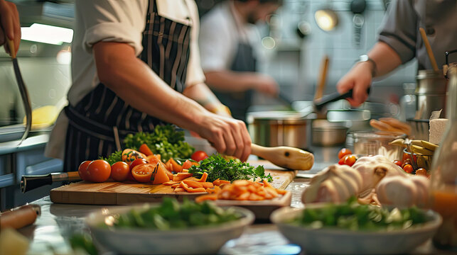 A hands-on cooking class scene, highlighting the joy of learning and the hands-on experience with food.