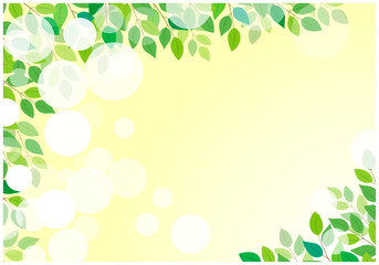 緑の葉っぱの美しい新緑フレーム背景6黄色