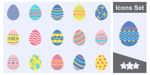 Easter eggs icon set symbol collection, logo isolated vector illustration