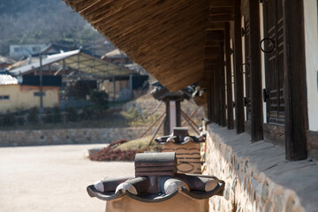 View of the chimney and window in the traditional Korean house