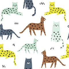 Seamless pattern with cheetahs. Vector illustration