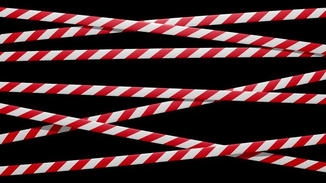 im Wind schaukelnde Absperrb&auml;nder, rot/wei&szlig;