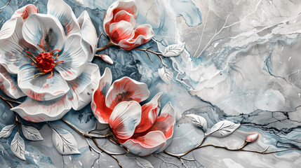 Fluid abstract expressionism, blooming flowers, Aesthetics colorful floral inspirational tenderness illustration, oil paint, Wall decoration photo, Generated AI.