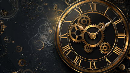 Fototapeta na wymiar Beautiful Steampunk Grange Clock Gear Background