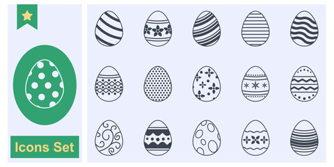 Easter eggs icon set symbol collection, logo isolated vector illustration