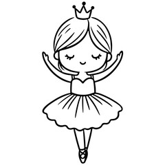 cute girl Princess ballet dancer standing on tiptoe with arms gracefully raised above her head