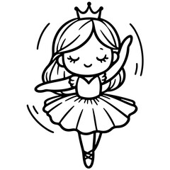 cute girl Princess ballet dancer performing a plié with arms raised in a circular motion