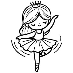 cute girl Princess ballet dancer spinning in a pirouette with one leg raised and arms in a delicate position © Pornphan