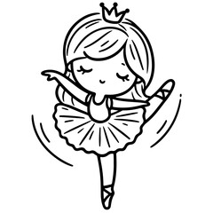 cute girl Princess ballet dancer performing a graceful fouetté turn, spinning on one leg with the other extended behind her