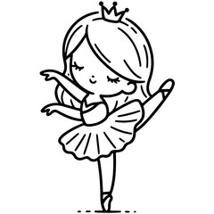 cute girl Princess ballet dancer The Attitude Pose: The princess lifts one leg behind her while bending forward slightly, arms in a graceful position
