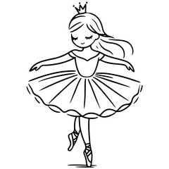 cute girl Princess ballet dancer The Pirouette Pose: The princess spins gracefully on one foot, arms in a delicate position © Pornphan