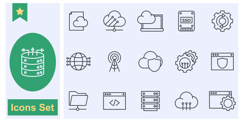 cloud computing, cloud services icon set symbol collection, logo isolated vector illustration