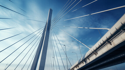 bridge over the river thames, Amodern urban landmark: a cable-stayed bridge, its geometric lines...