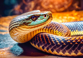 Fototapeta premium Anaconda snake. Anaconda in the wild. Beautiful snakes that live in nature