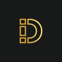 Letter D logo design vector with creative illustration and golden gradient concept