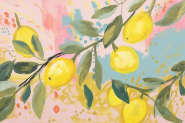 Lemon branch art fruit plant.