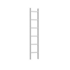 White wooden ladder. Isolated. Transparent background. 3d illustration.