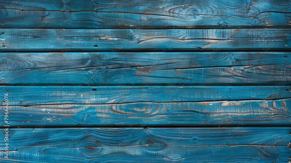 Wall mural Rustic Old Weathered Blue Wood Plank Background Texture extreme closeup. High quality photo