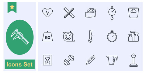 Measuring, measure icon set symbol collection, logo isolated vector illustration