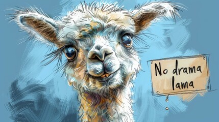 Fototapeta premium This cute poster features an alpaca character with a no drama attitude. Editable modern illustration.