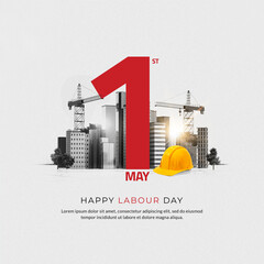 Happy Labour Day or international workers day 3d illustration. Labor day and may day celebration design.