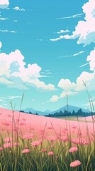 Obraz premium Meadow and sky landscape asteraceae vegetation.