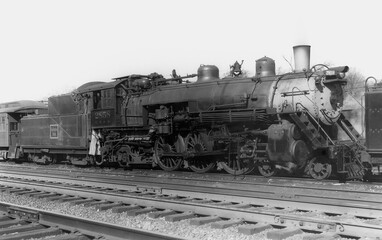 Photo shows an old locomotive