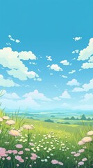 Obraz premium Meadow and sky landscape asteraceae grassland.