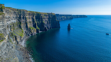Aerial landscape - Cliffs of Moher in County Clare, Ireland.