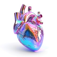 human heart with a multicolored iridescent surface