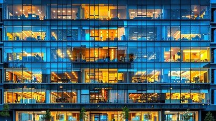 Lit up windows of night City, people working late hours