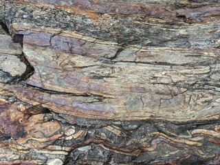 Precambrian folded-faulted banded iron formation in the Andes mountains, Peru - April 2024 