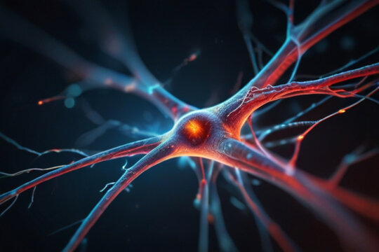 Microscopic view of human brain neurons, Neurons sending brain activity firing biology electrical nerve signal neurotransmitter chemical receptor cell dendrite neural medical surgery